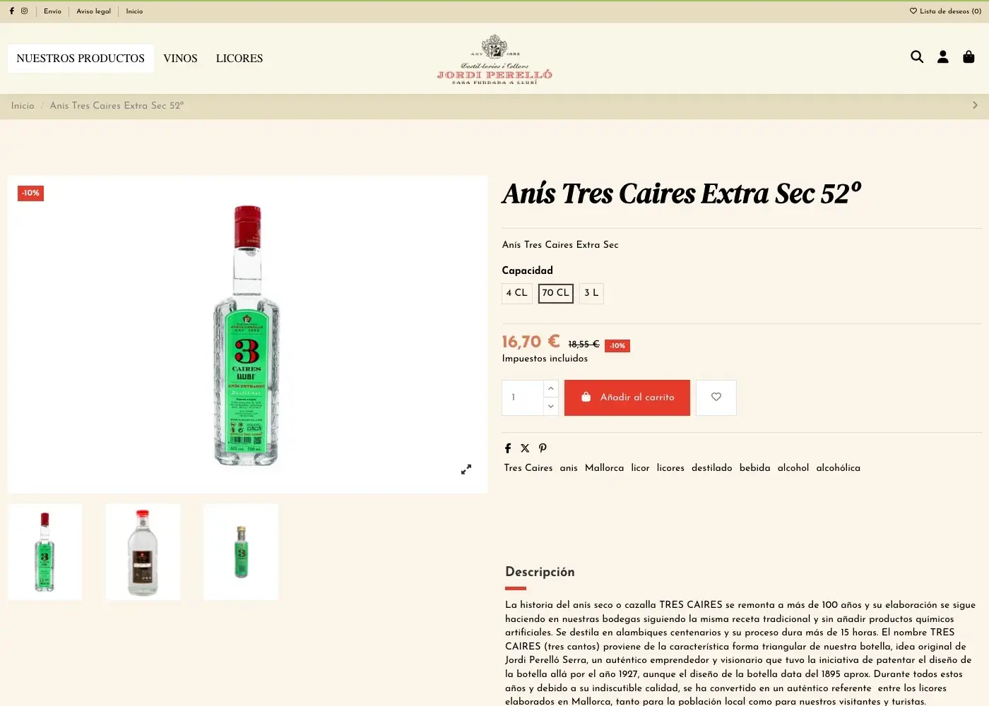 Ficha de producto con selector de formato y carrito de compra
