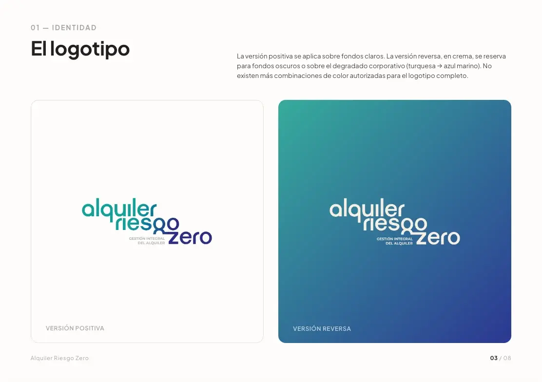 Manual de marca: versión positiva y reversa del logotipo
