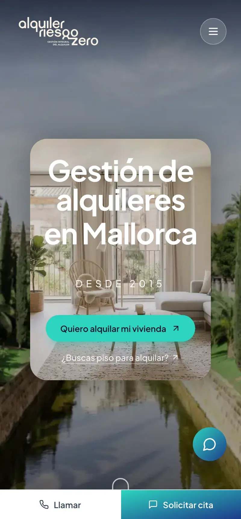 La web de Alquiler Riesgo Zero en el móvil