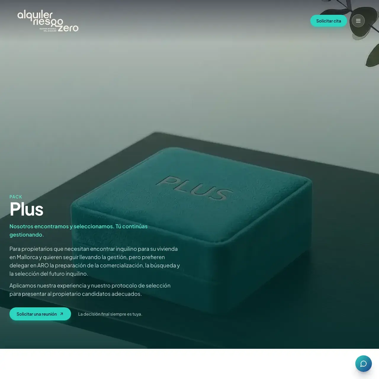 Página del Pack Plus en la web de Alquiler Riesgo Zero