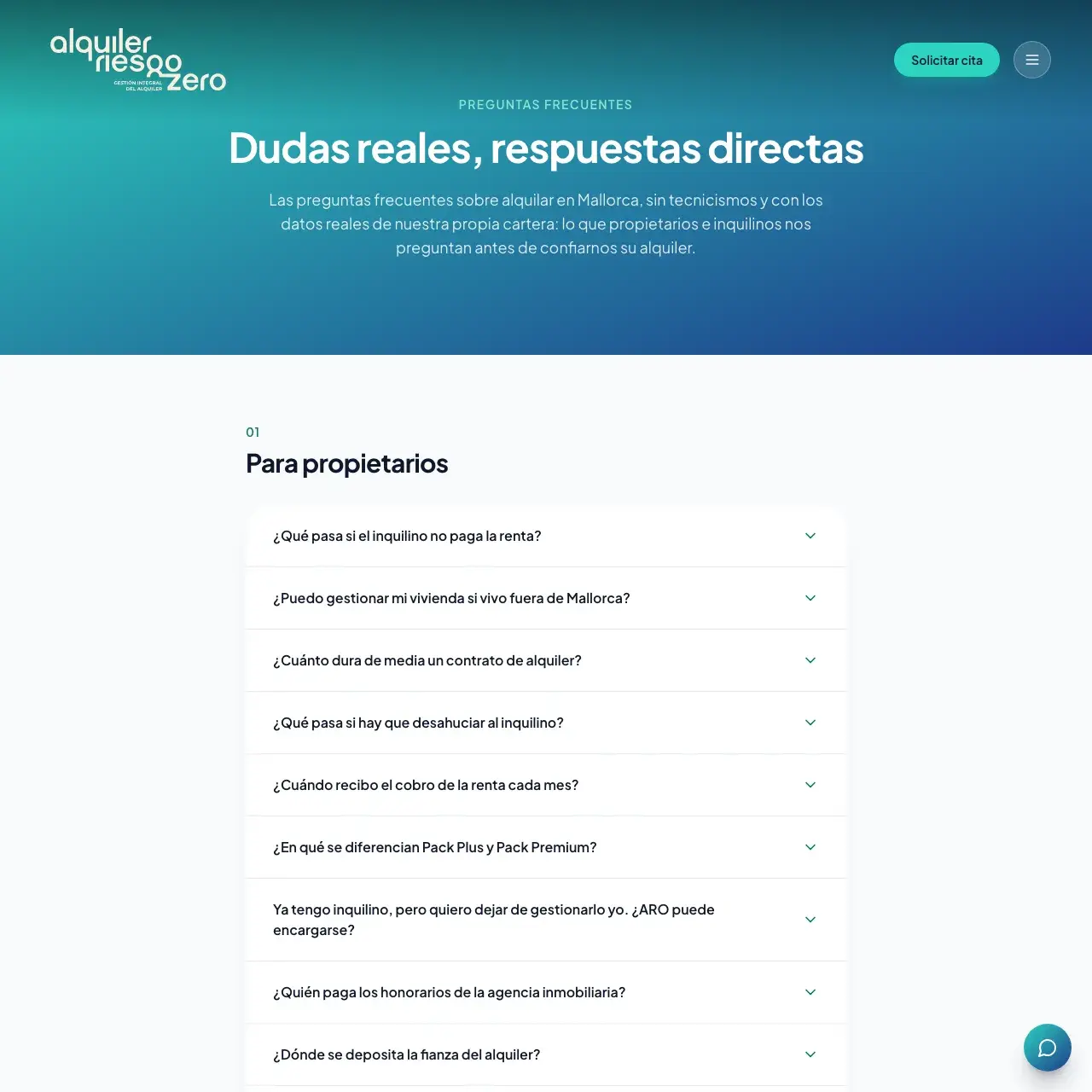 Preguntas frecuentes para propietarios en la web de Alquiler Riesgo Zero