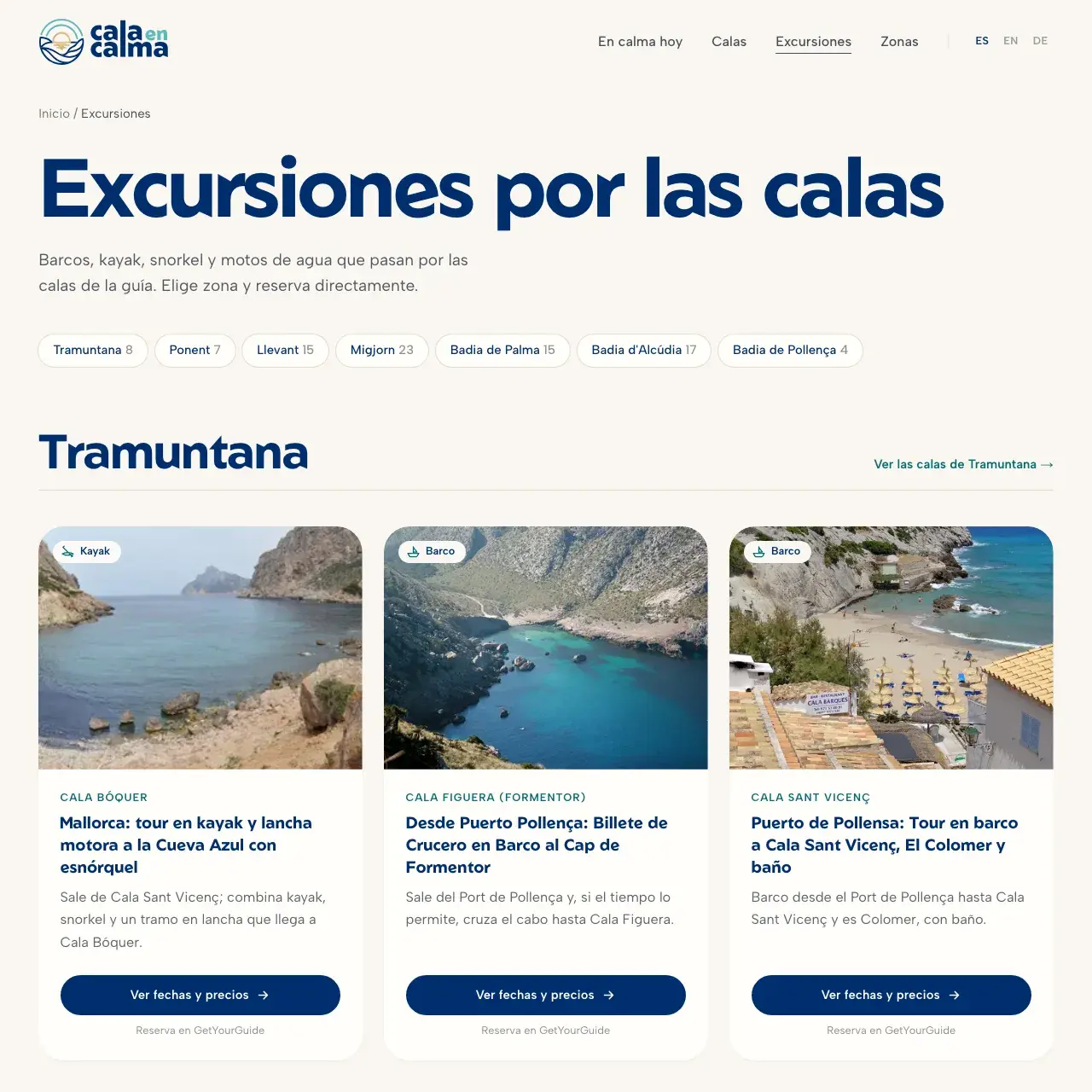 Excursiones por las calas de Mallorca en calaencalma.com