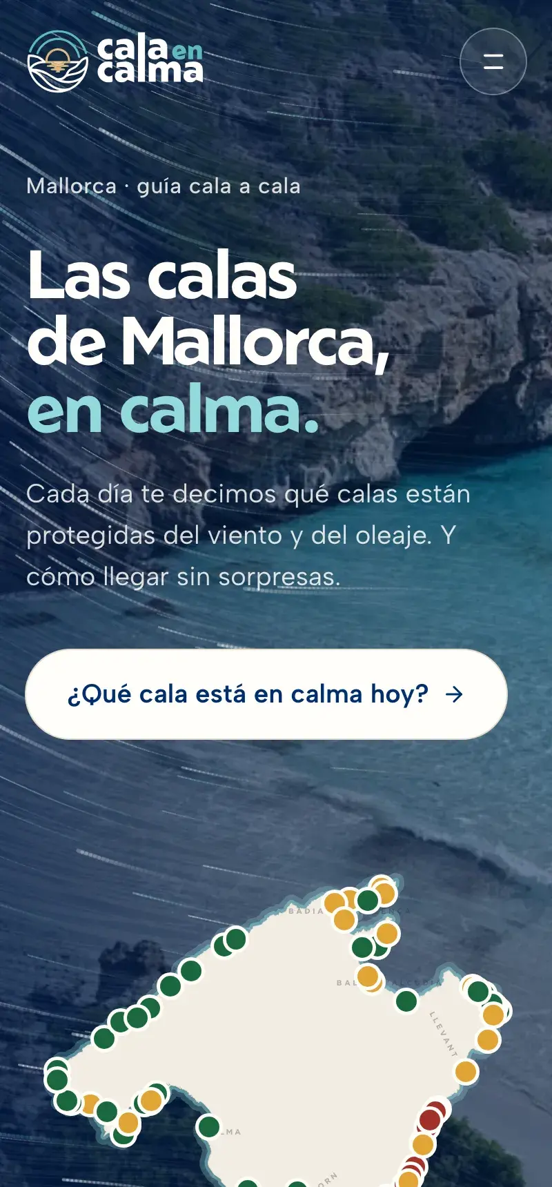 Portada de calaencalma.com en el móvil