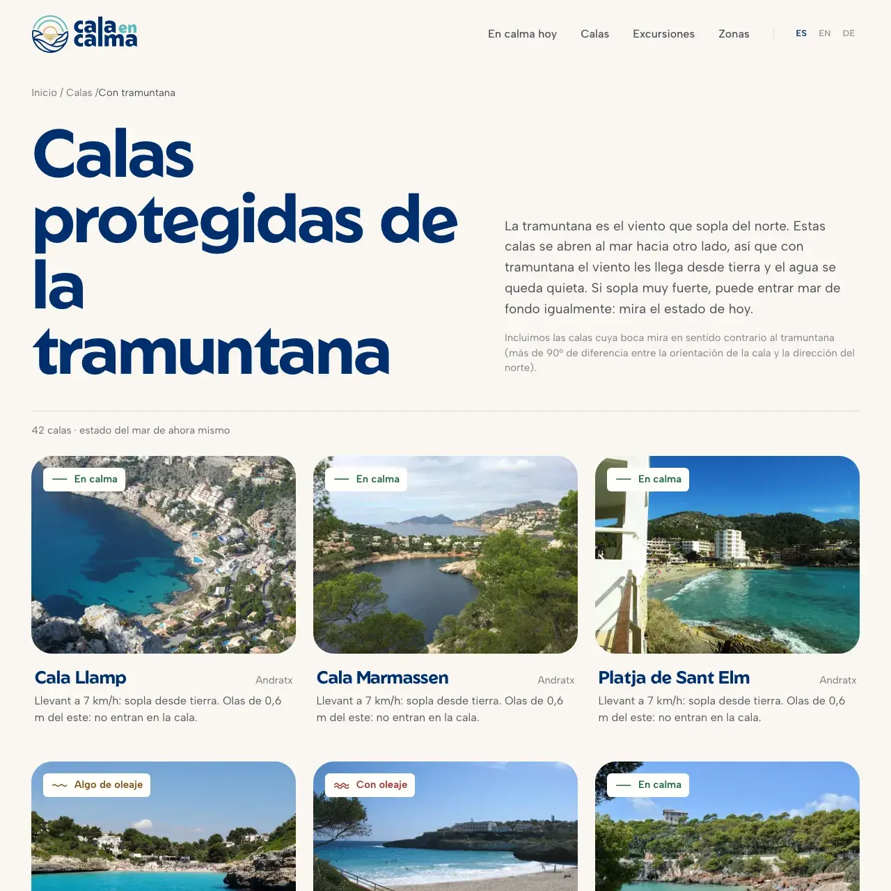 Guía de calas protegidas de la tramuntana en calaencalma.com