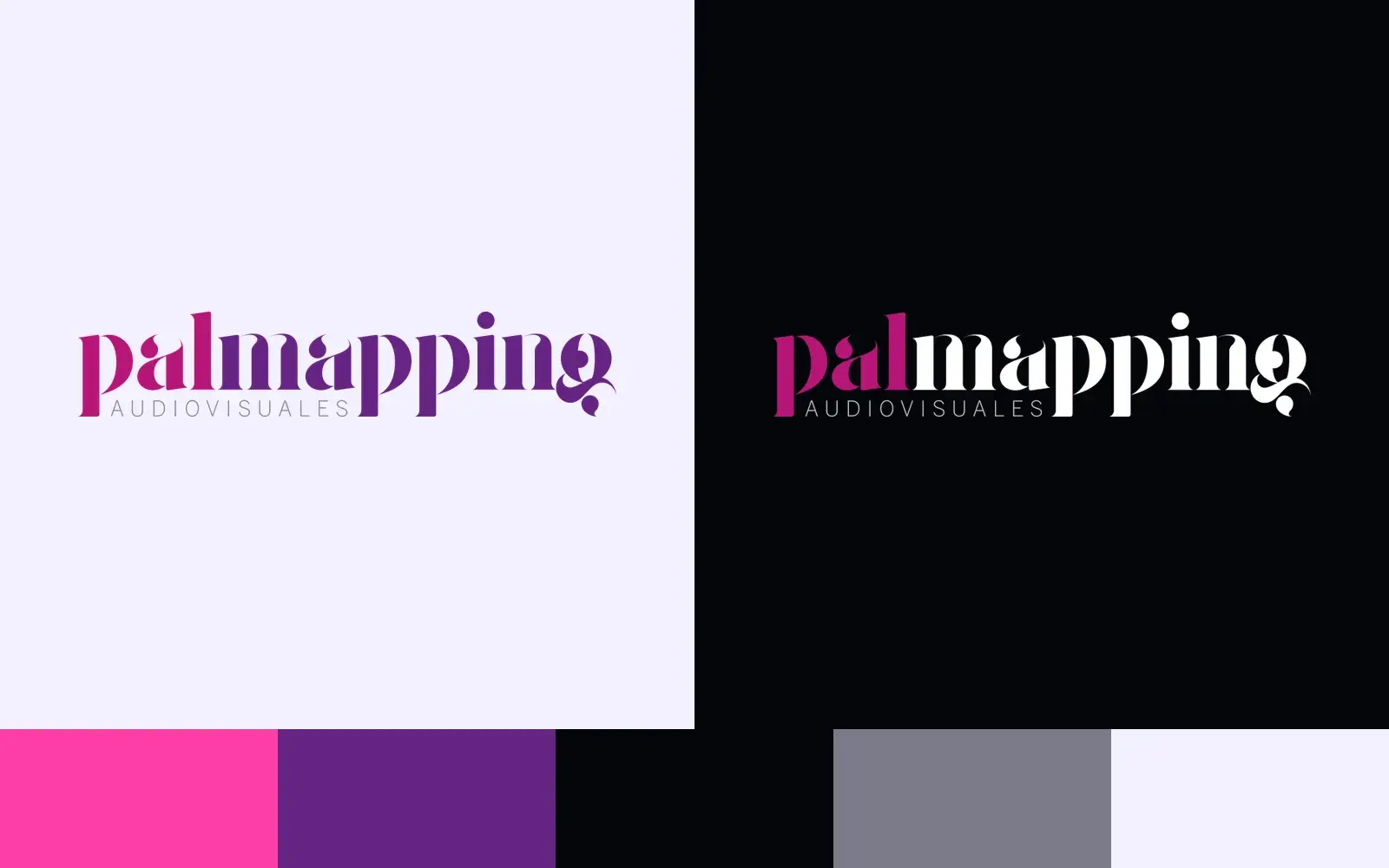 Logotipo de Palmapping en positivo y negativo, y colores de la web