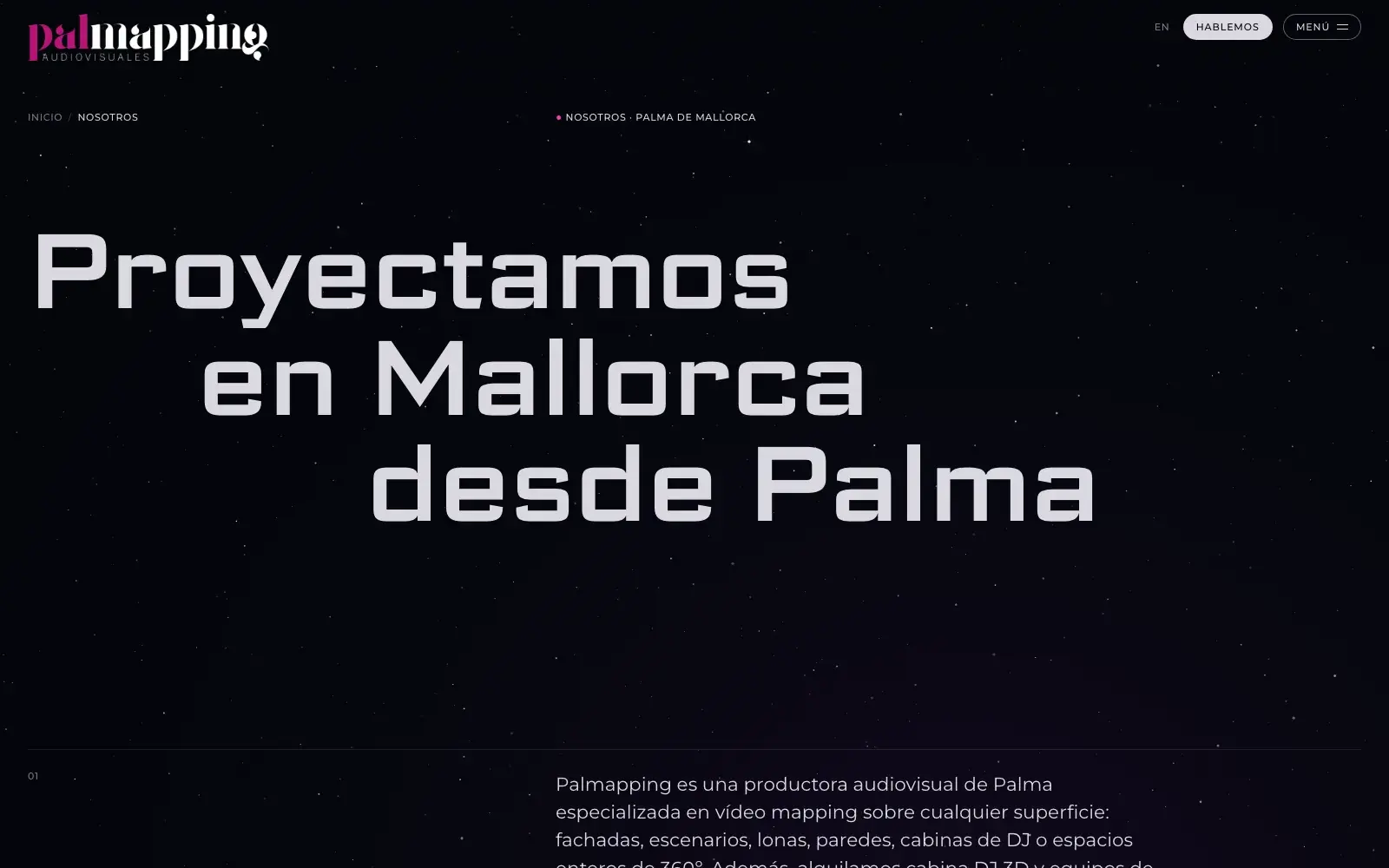 Página Nosotros de Palmapping: proyectamos en Mallorca desde Palma