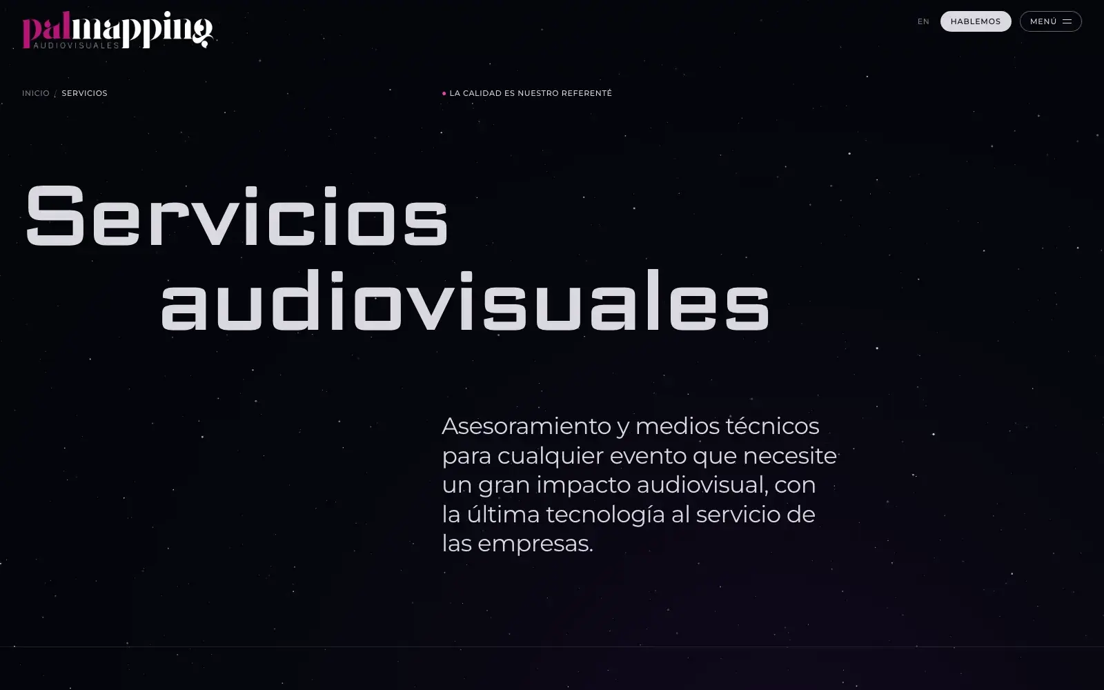 Página de servicios audiovisuales de Palmapping