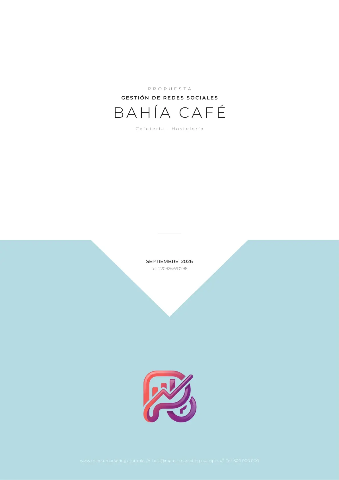 Portada del PDF final de la propuesta, con la marca de Marea Marketing