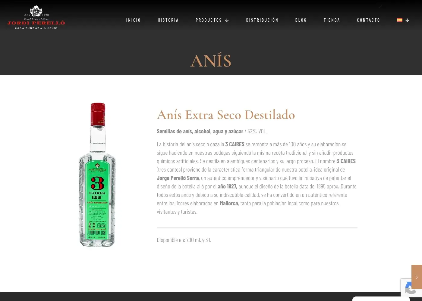 Ficha del Anís Extra Seco Destilado, con su historia y modos de consumo