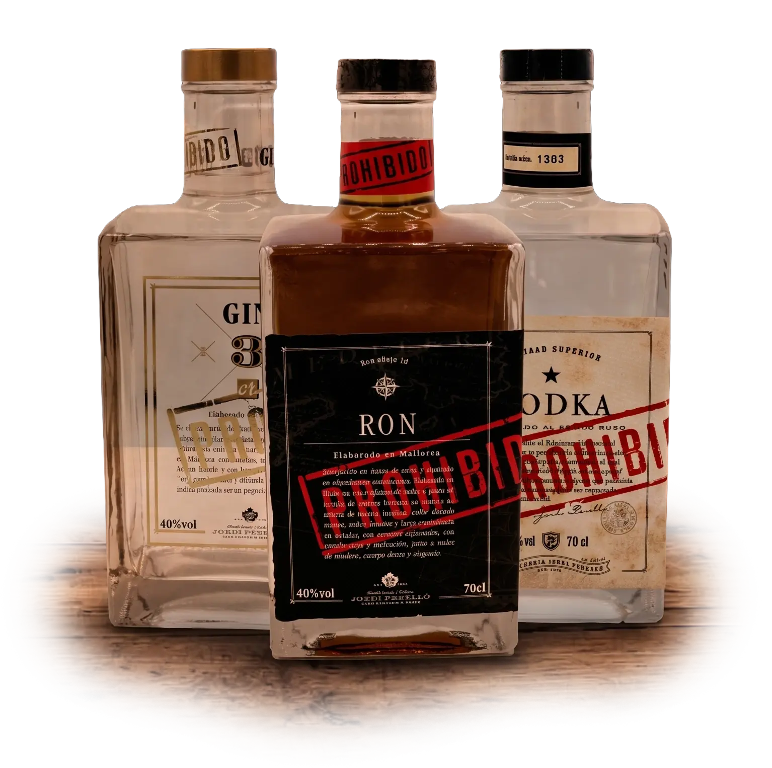 Gama Premium Prohibido: ron, vodka y ginebra