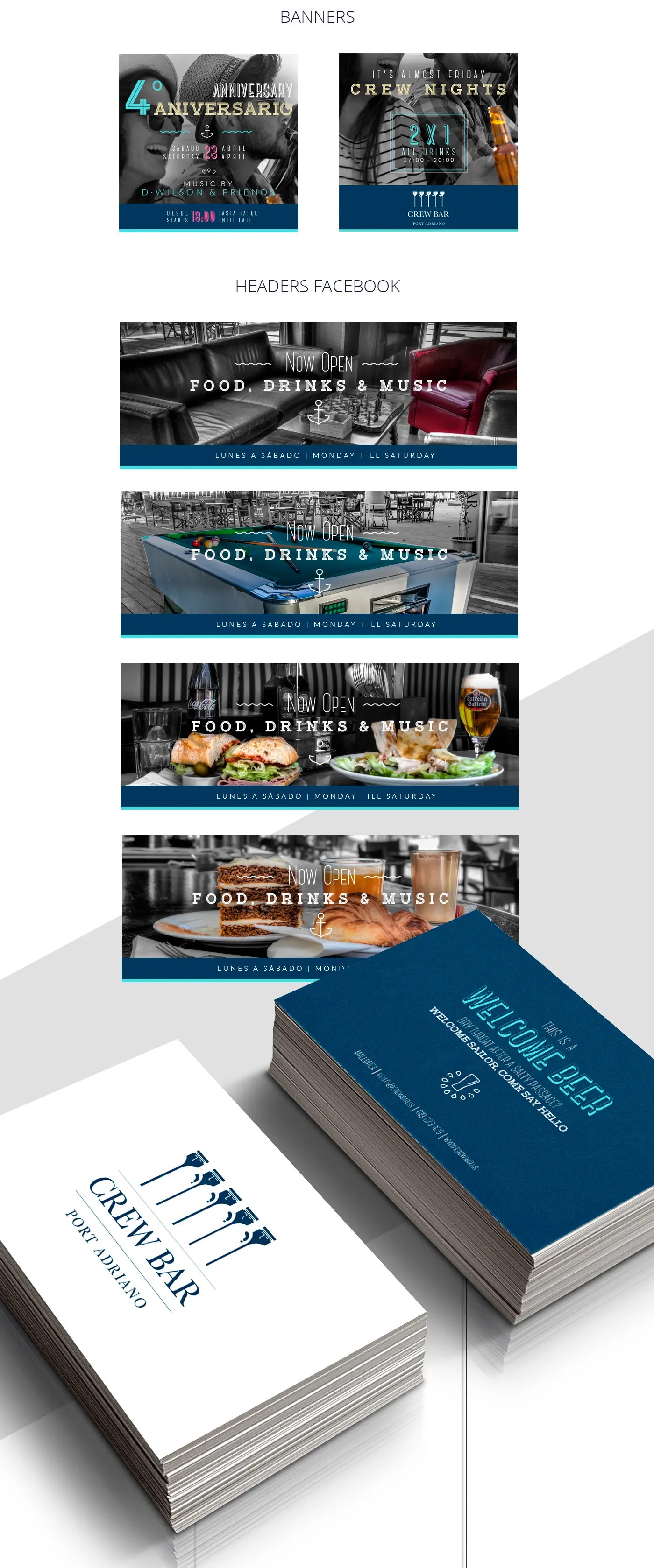 Crew Bar promotional graphic pieces