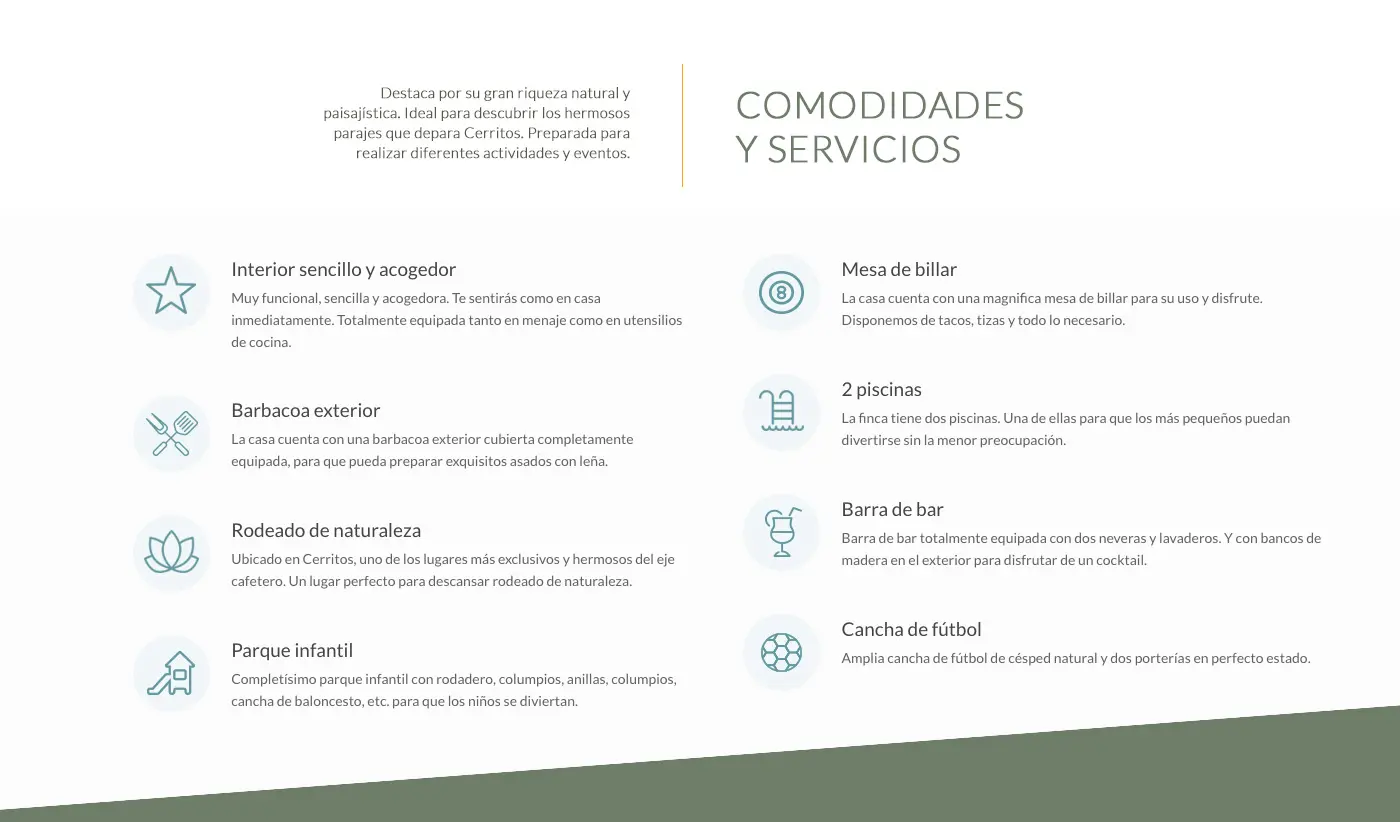Finca Jauja website, surroundings section