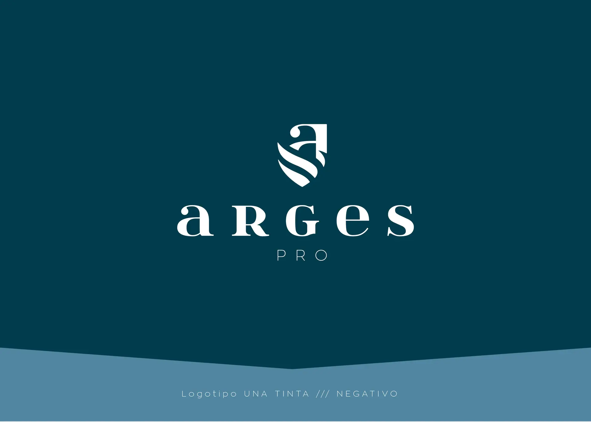 Arges Pro logotype in single colour, reversed on a dark background