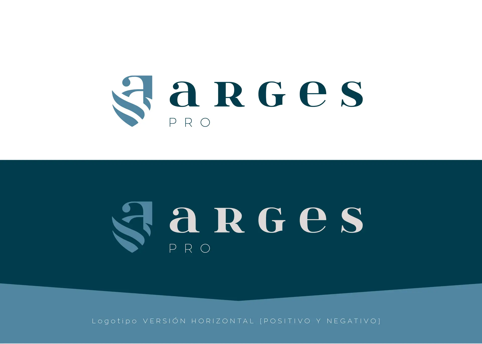 Horizontal version of the Arges Pro logotype in positive and negative