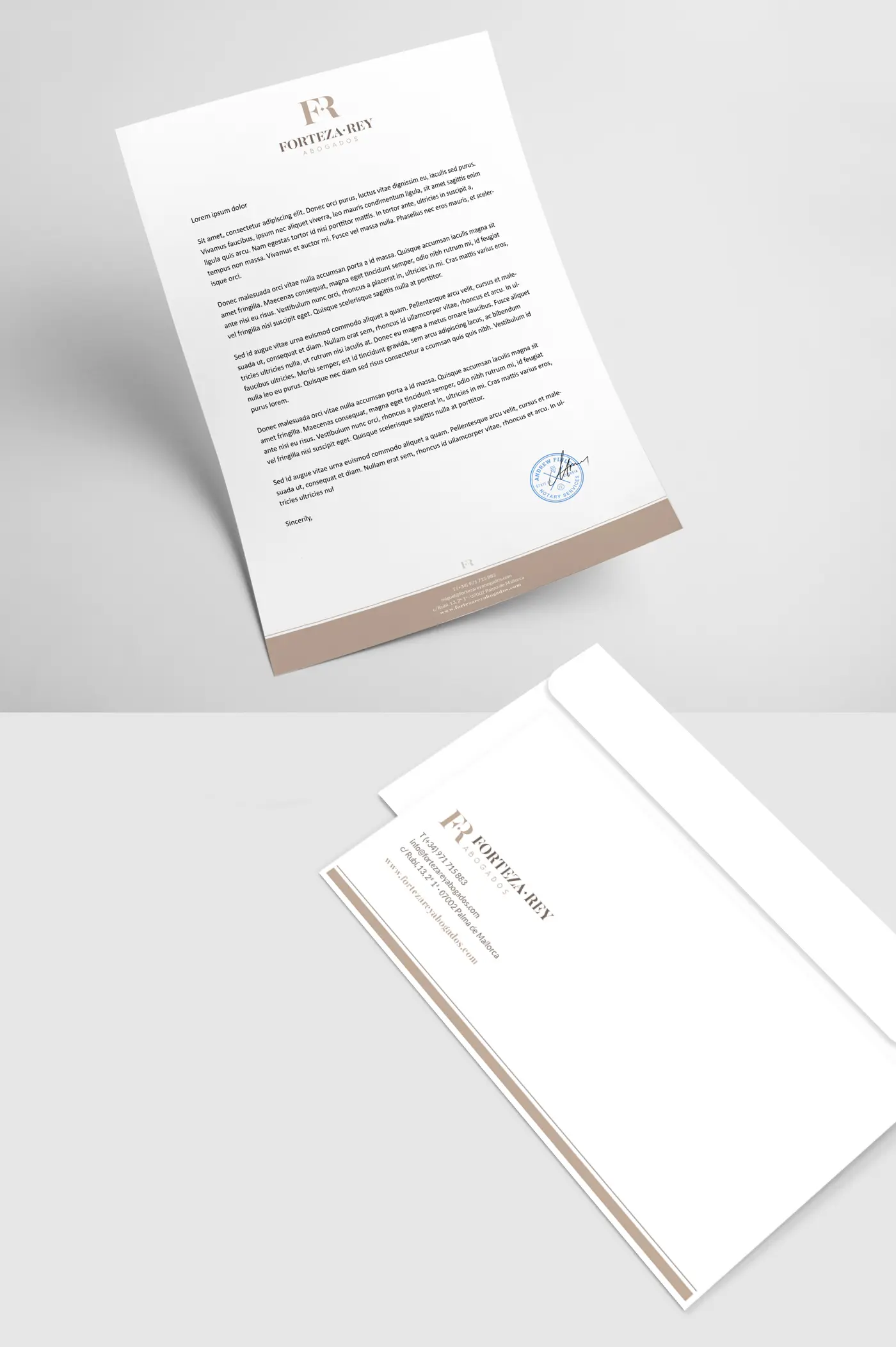 Papelería y web de Forteza-Rey Abogados