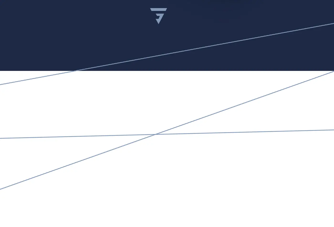 Detall del símbol triangular del logotip sobre fons blau marí i blanc