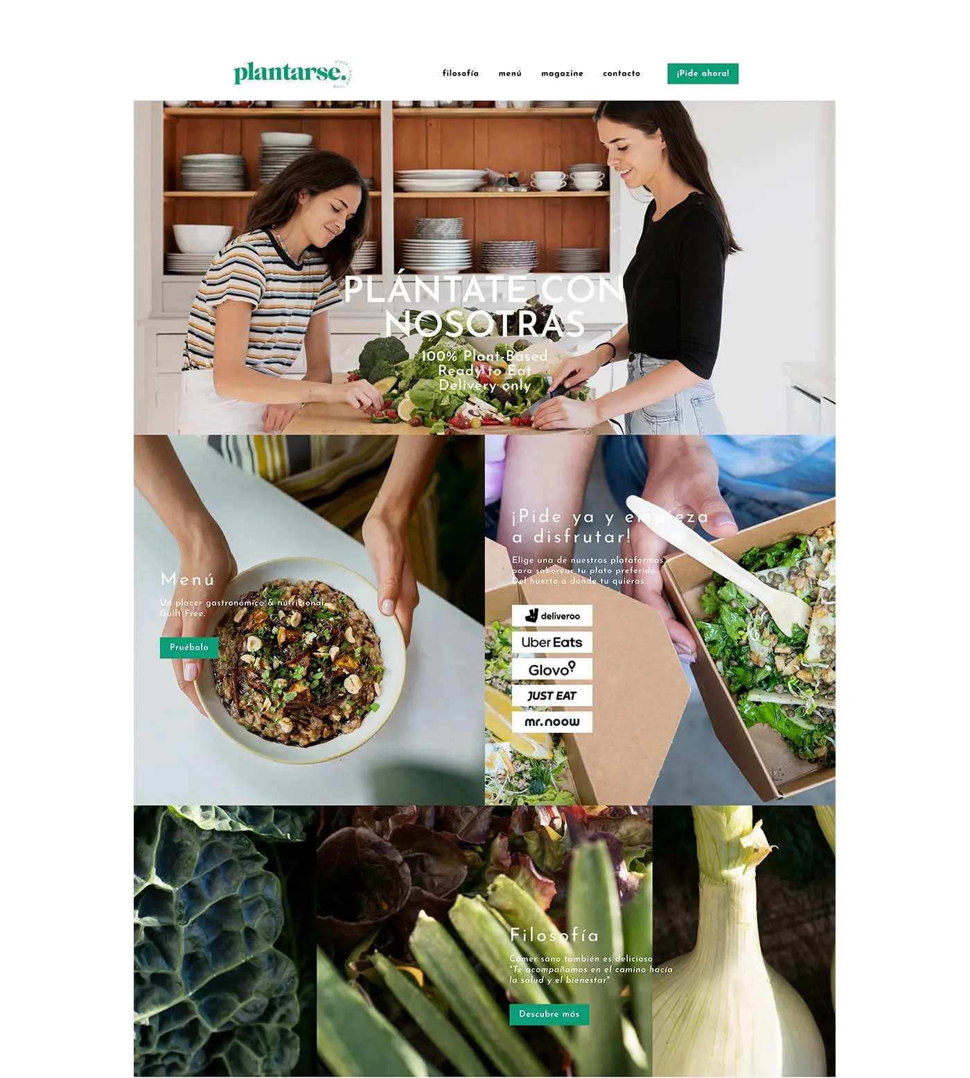 Sección de menú de Plantarse