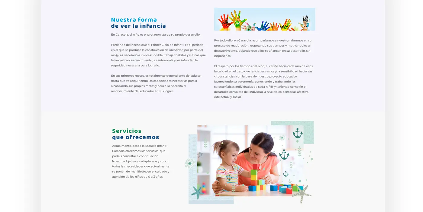 Sección de valores de Escuela Infantil Caracola