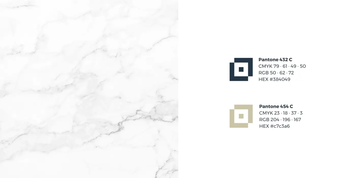 Pantone colour palette in bluish grey and beige for the ODS identity
