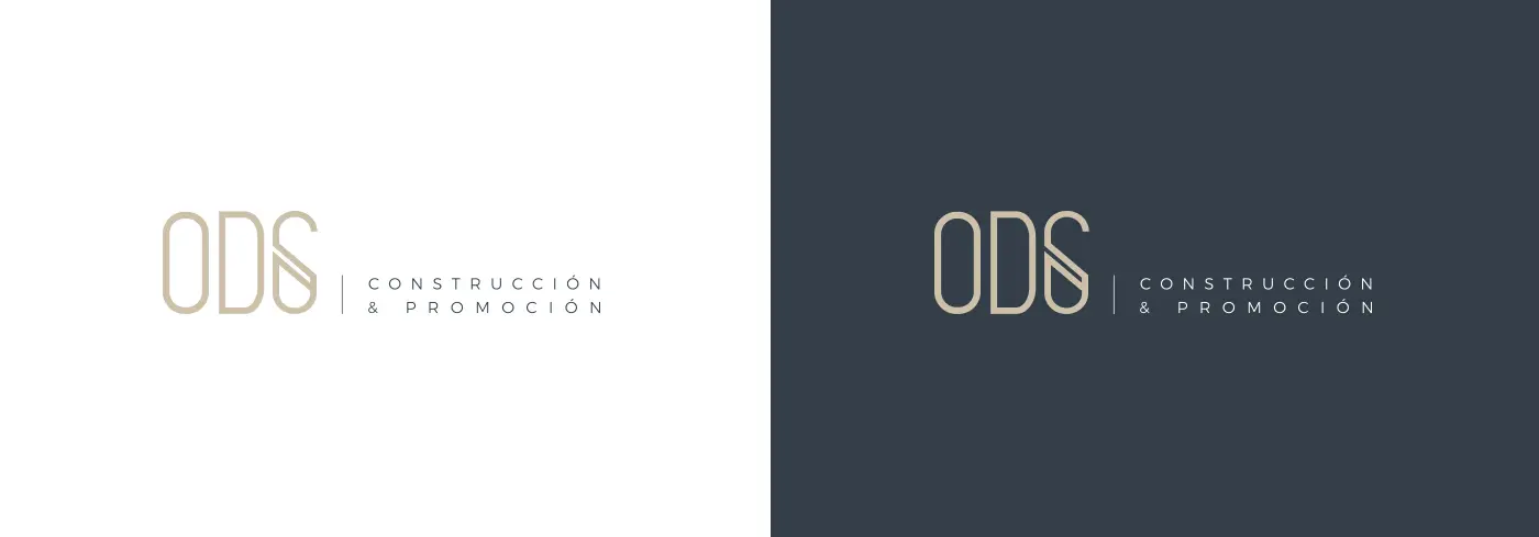 ODS Construcción y Promoción logo in positive and on a blue background