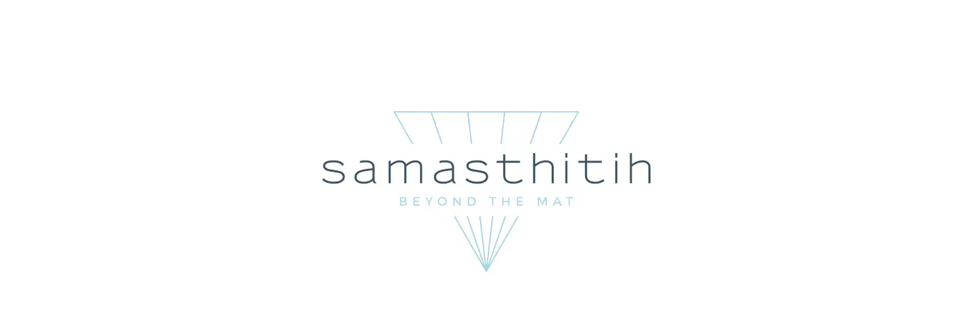 Samasthitih logotype with the thin-line triangular symbol on a white background