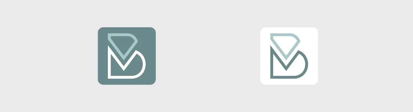 Iconos cuadrados del logotipo en versión oscura y clara sobre gris