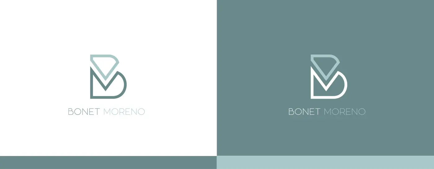 Aplicación del logotipo sobre fondo blanco y fondo verde azulado