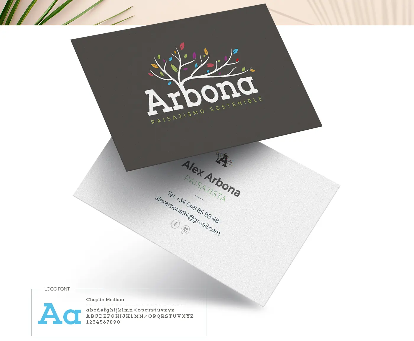 Mockup of a corporate business card with the Arbona logotype