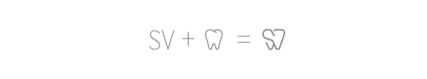 Construction sketch of the isotype combining the initials SV and a molar