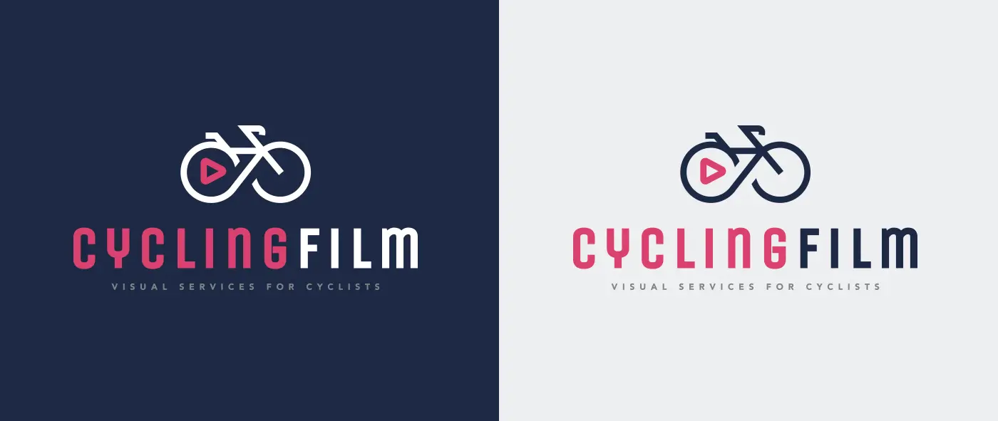 Logotipo de Cycling Film en versión fondo azul marino y fondo blanco