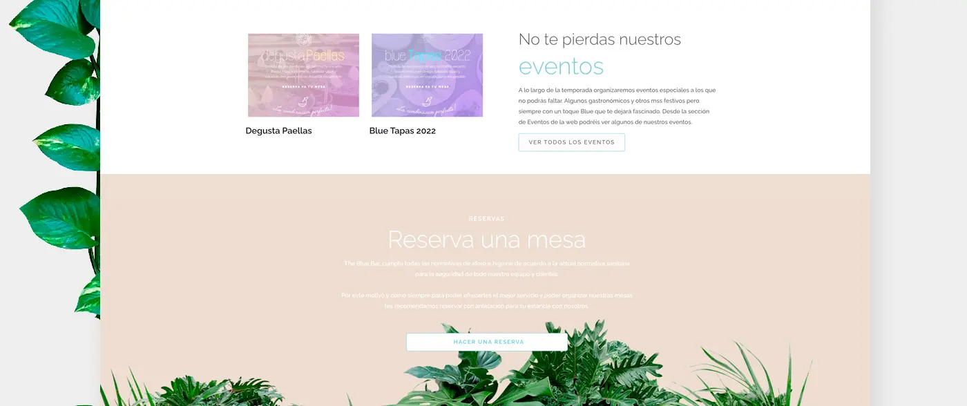 Sección de eventos con los carteles Degusta Paellas y Blue Tapas 2022