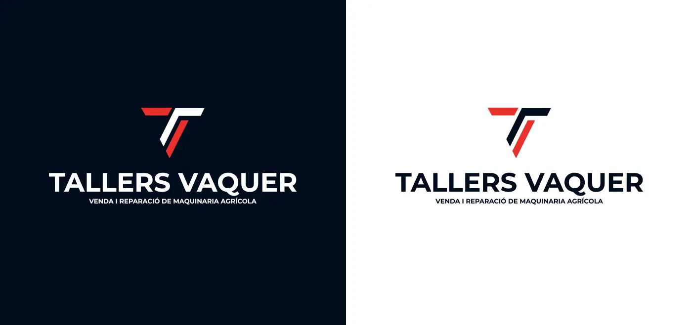 Logotype in positive and negative versions on white and navy blue backgrounds
