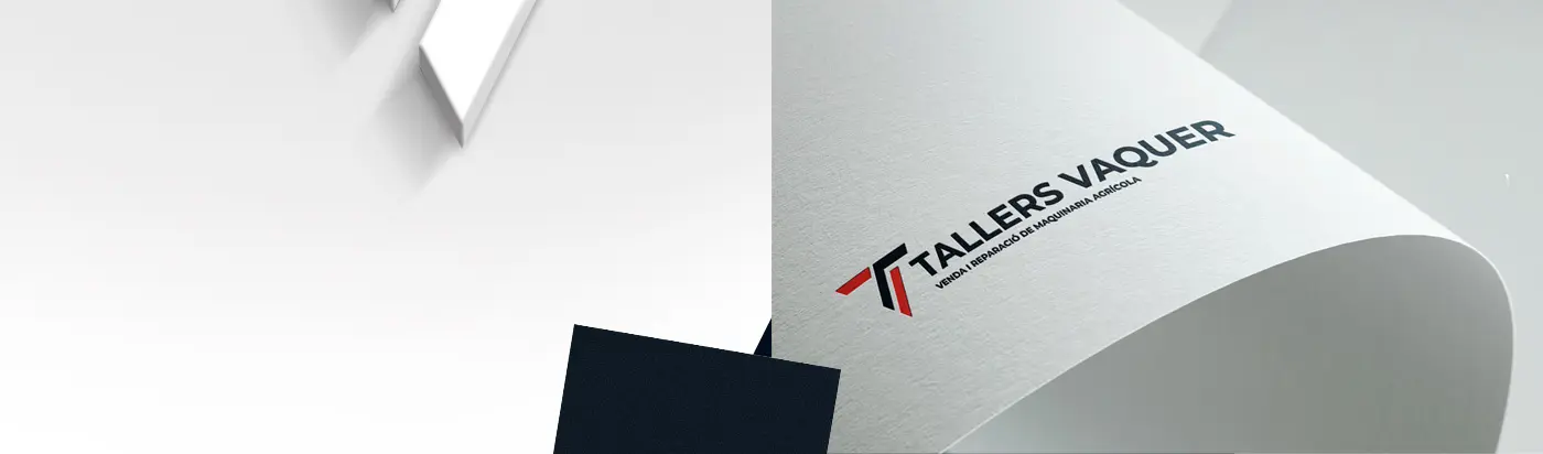 Corporate stationery with the logotype printed on a curved sheet of paper