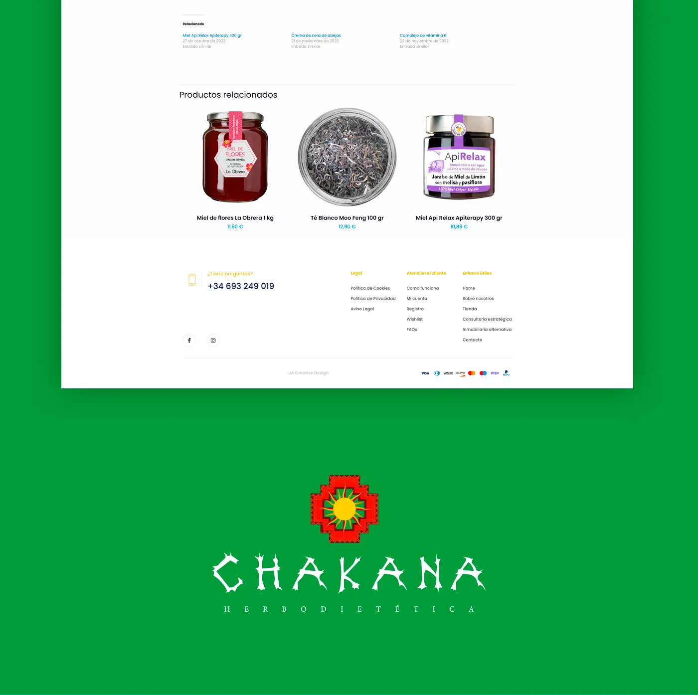Overview of Chakana's online shop