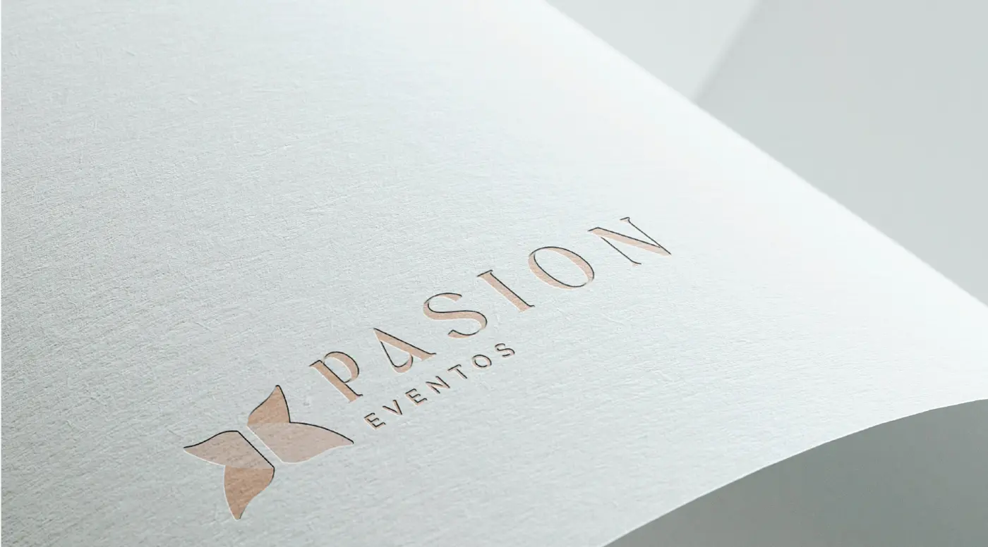Pasión Eventos logo embossed on paper