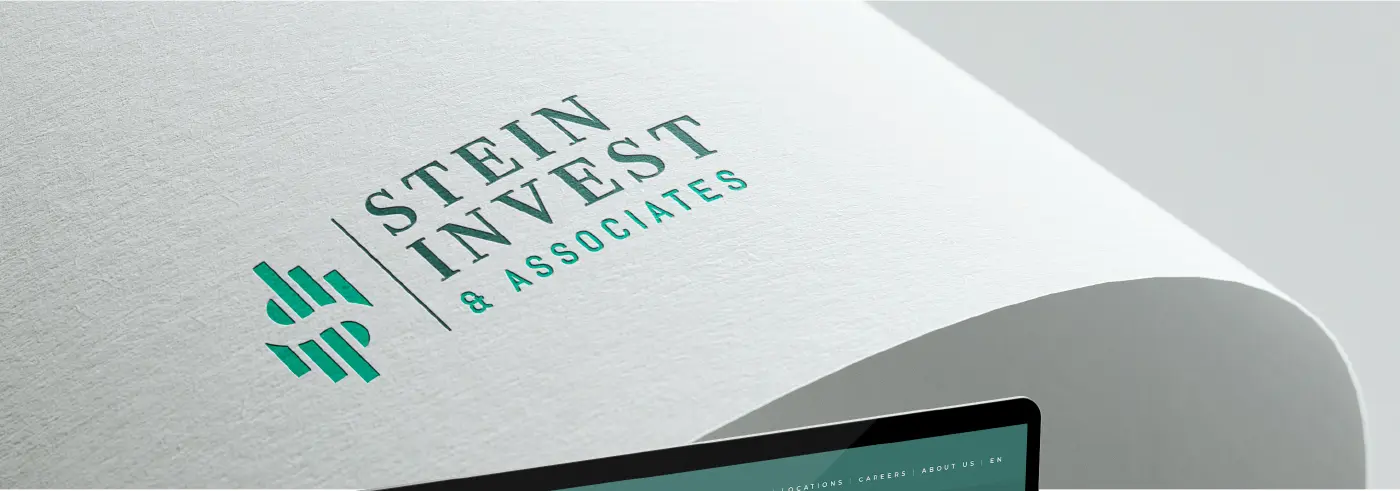 Stein Invest & Associates identity over industrial photography