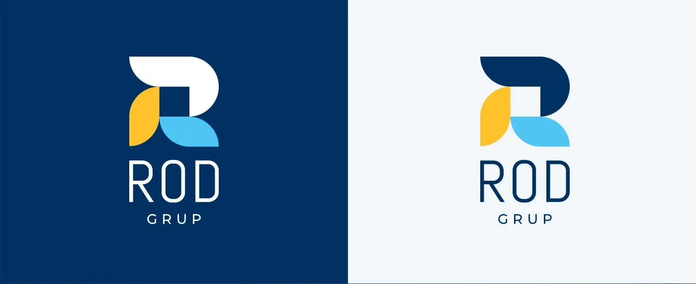 Variant d'aplicació del logotip amb els fons clar i blau marí invertits