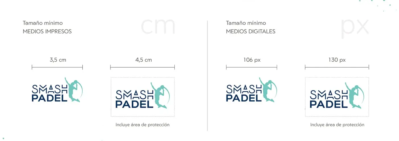 Minimum size specifications of the logotype in cm and pixels