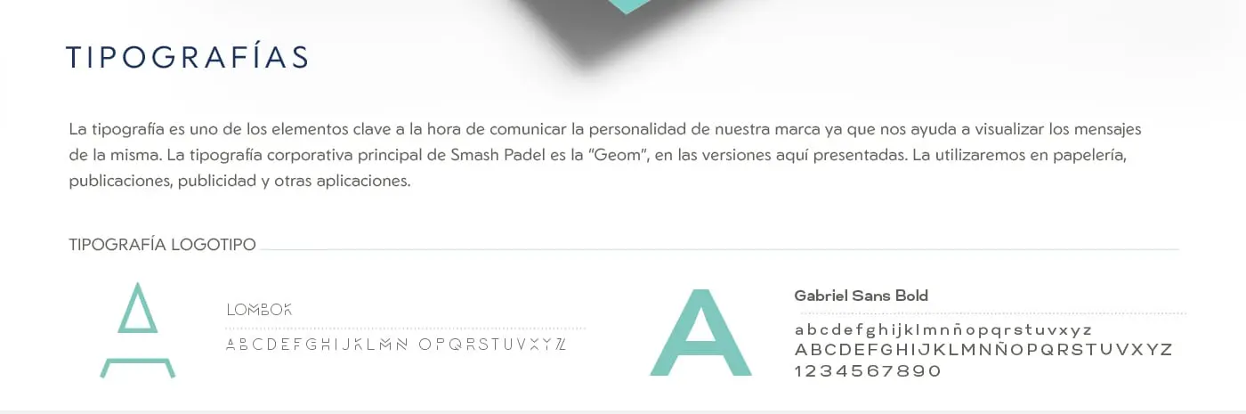 Manual page with the Lombok and Gabriel Sans corporate typefaces
