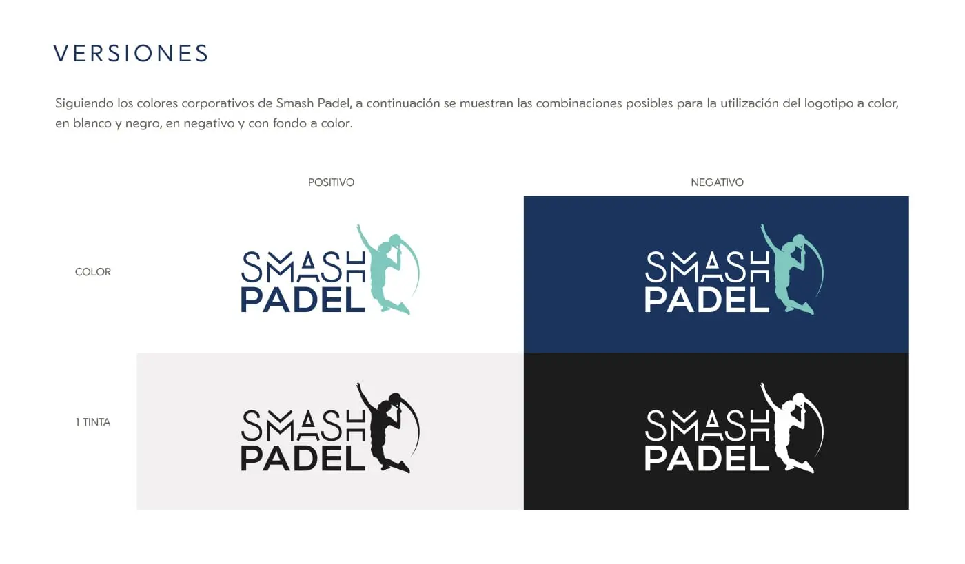 Table of logotype versions in colour, 1-colour, positive and negative
