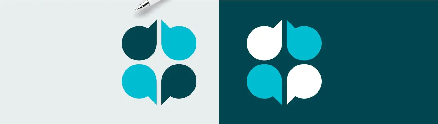 EBAP isotype in two colour versions, light and dark, in turquoise and white