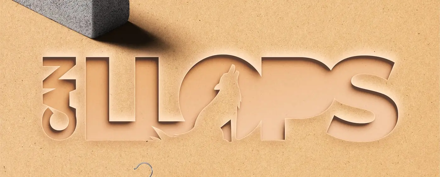 Logotipo troquelado en relieve sobre una superficie de cartón kraft