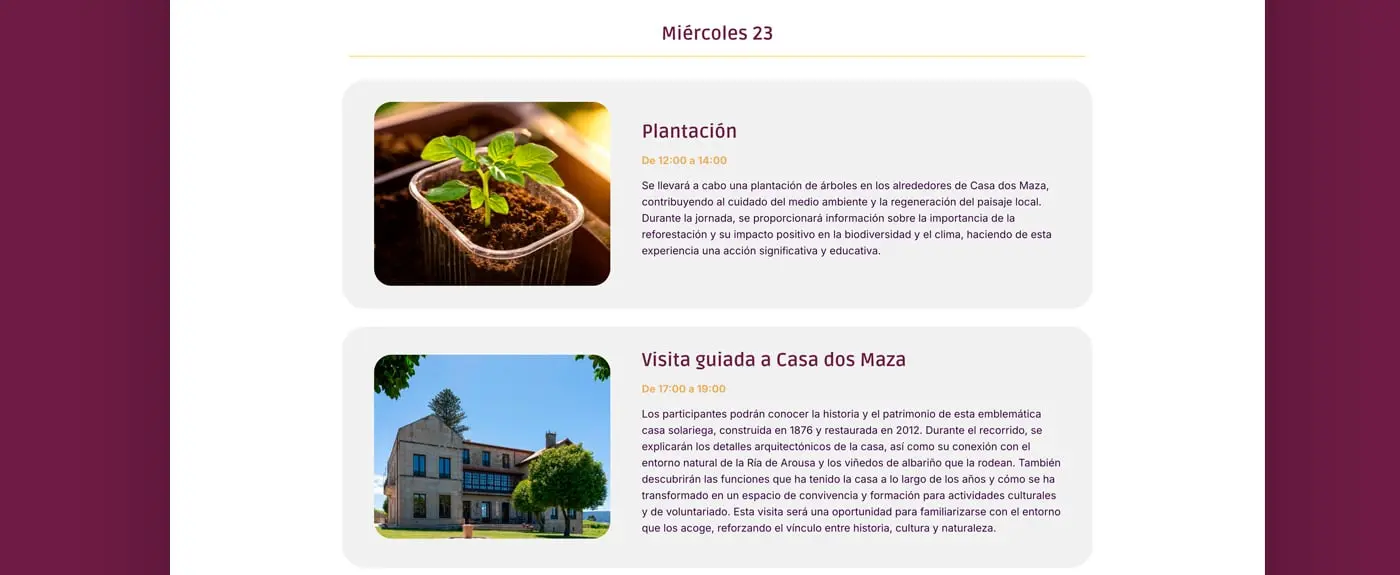 Sección Miércoles 23 con actividades de plantación de árboles y visita guiada