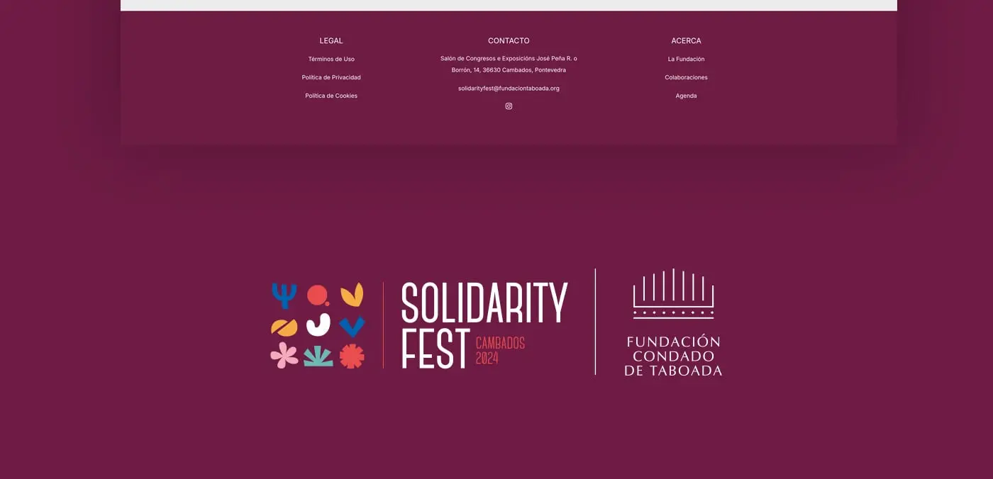 Pie de página de la web con el logotipo del festival y de la Fundación Condado de Taboada