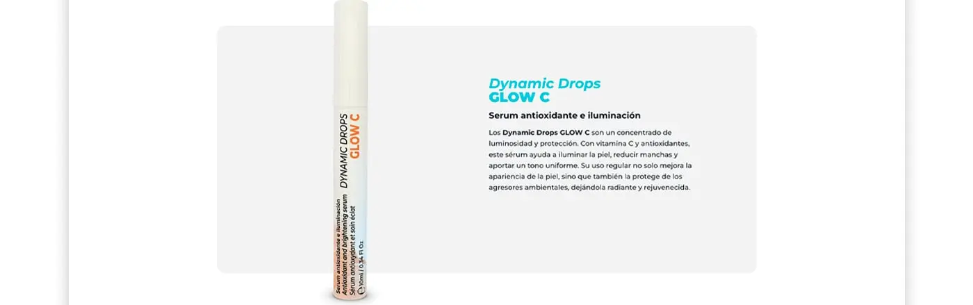 Ficha de producto web del sérum Dynamic Drops Glow C