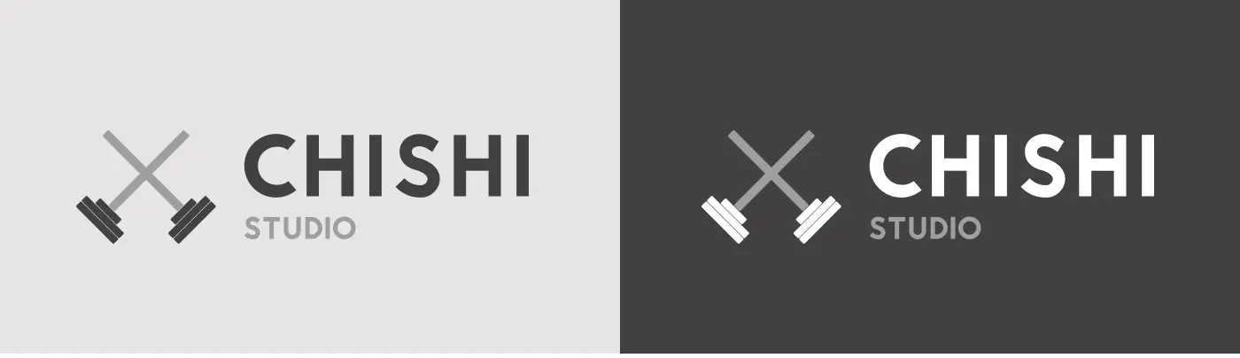 Chishi Studio logo with the two crossed chishi, in light and dark versions