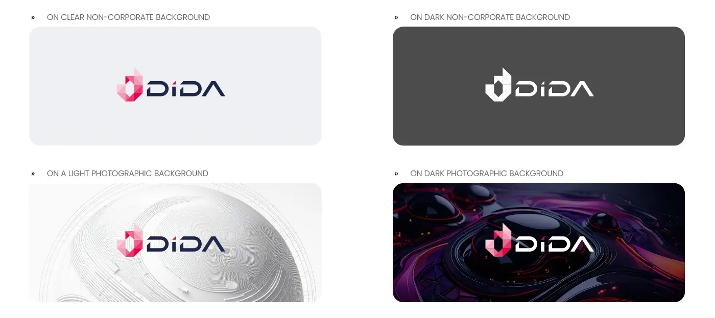 Dida Travel logo applied on solid backgrounds and conceptual photography