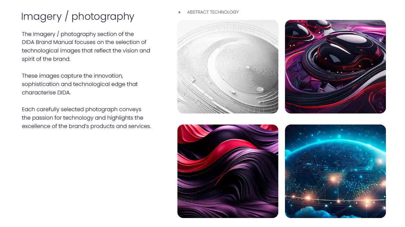 Selection of abstract technology images for the brand manual