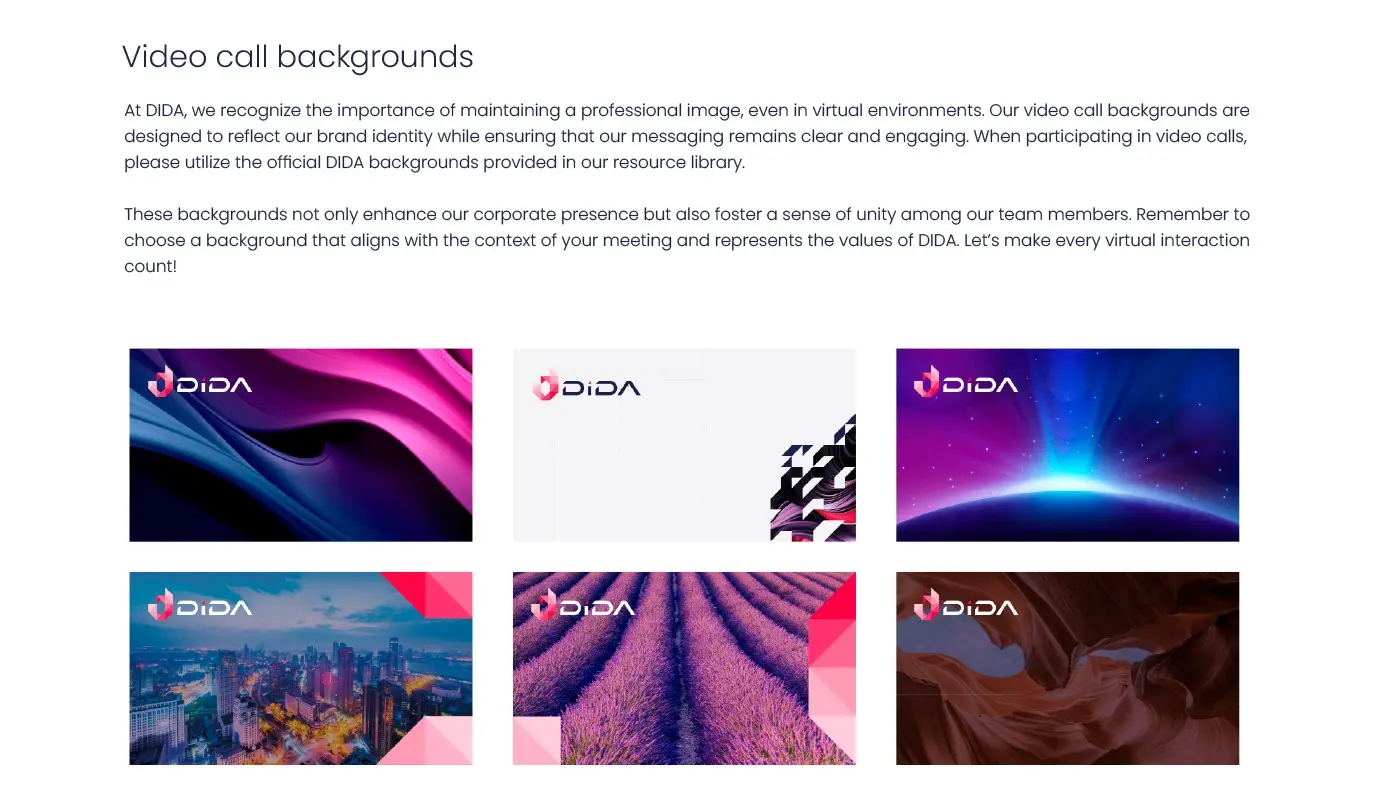 Corporate video-call backgrounds with the Dida Travel logo