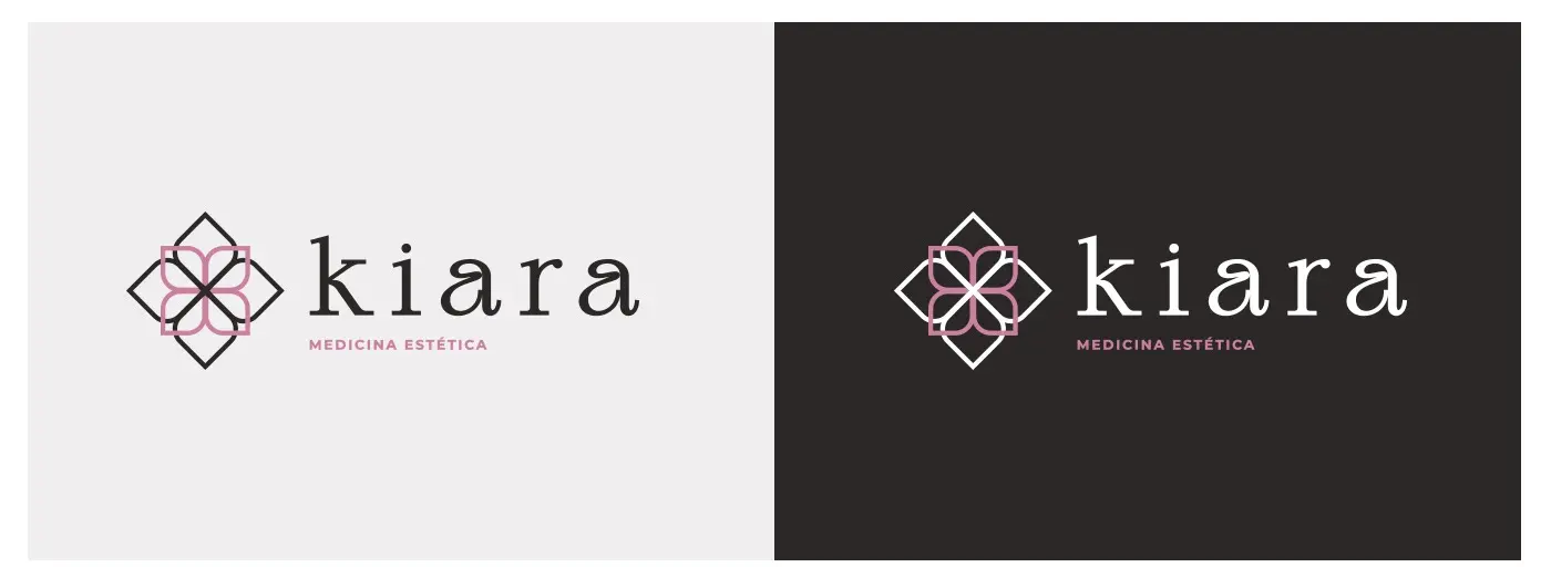 Logotipo horizontal de Kiara sobre fondo claro y fondo oscuro